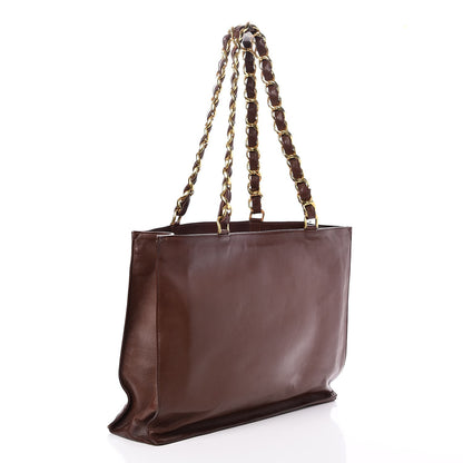 Chanel Lambskin CC Tote Brown 3 of 8