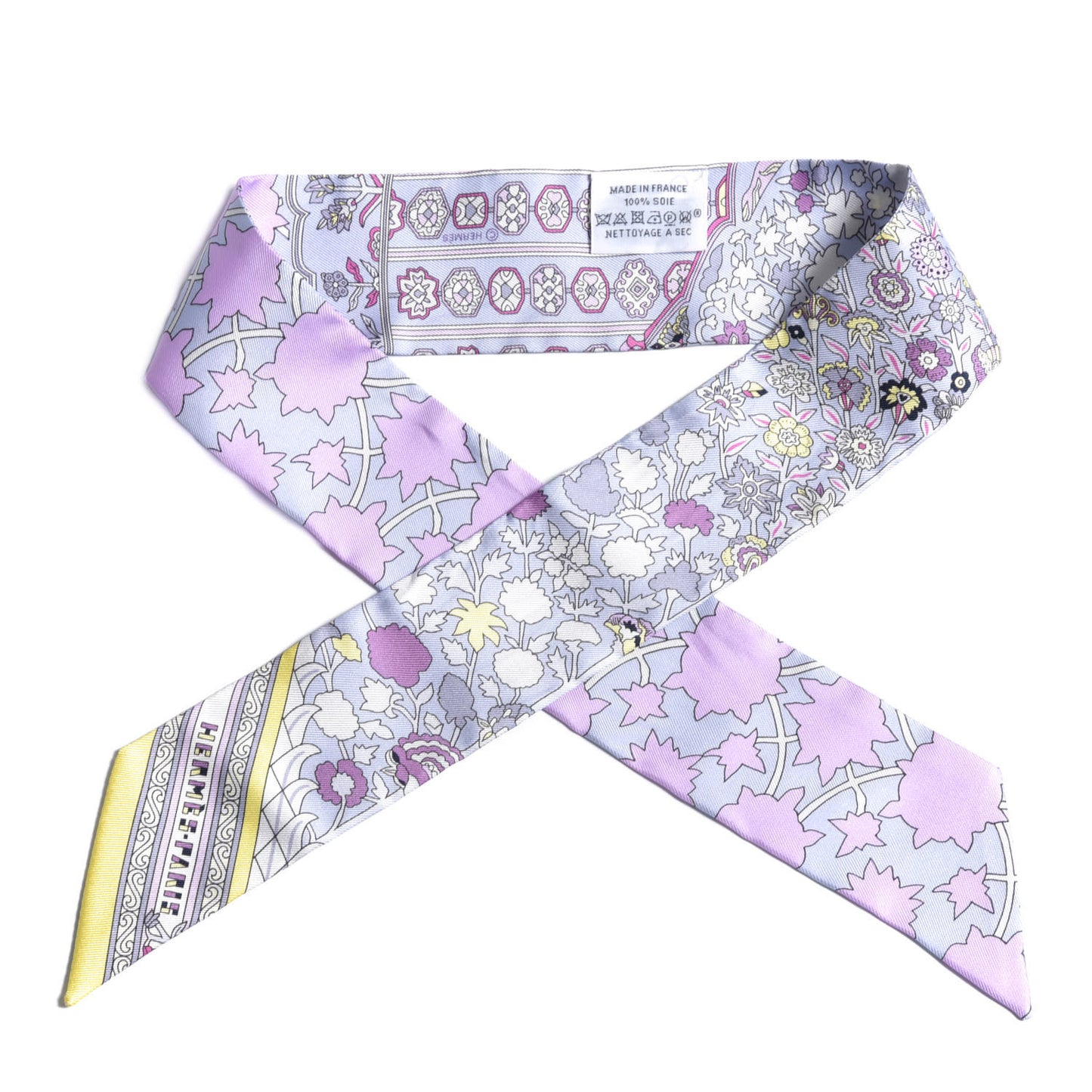 Silk Tapis Persans Twilly Rose Gris Bleuete Jaune Soufre