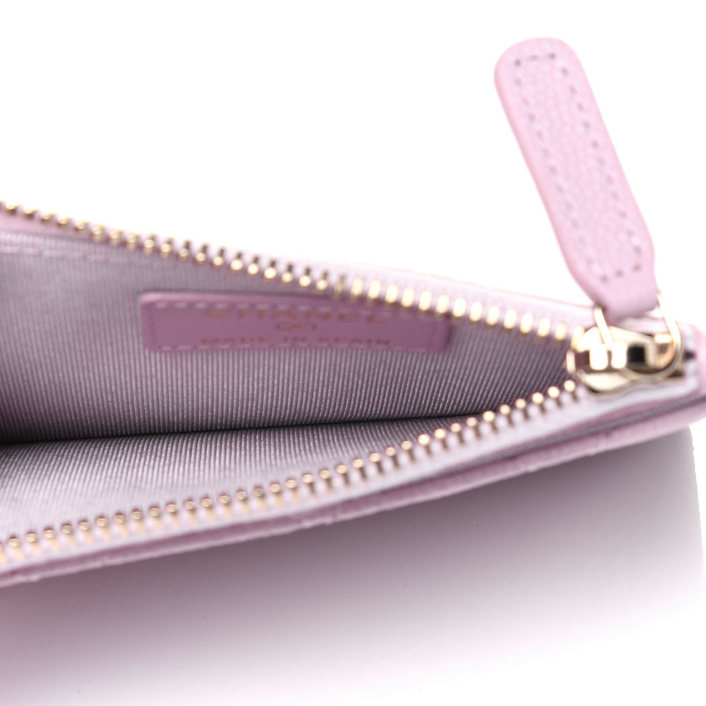 Caviar Quilted CC Zip Card Holder Light Pink