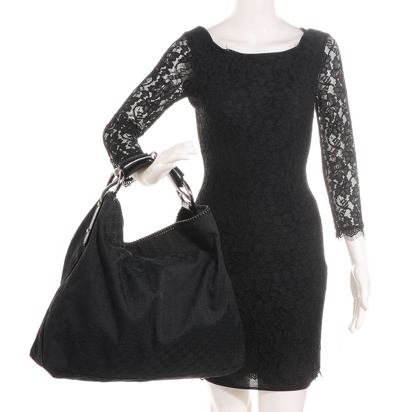 Monogram Large Horsebit Chain Hobo Black