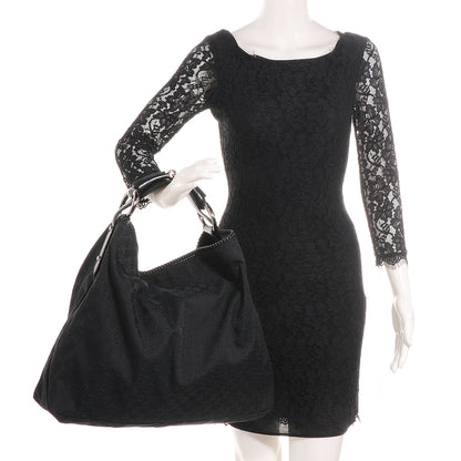 Gucci Monogram Large Horsebit Chain Hobo Black 2 of 7