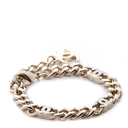 Chanel Enamel Metal CC Chain Bracelet Gold White 1 of 5
