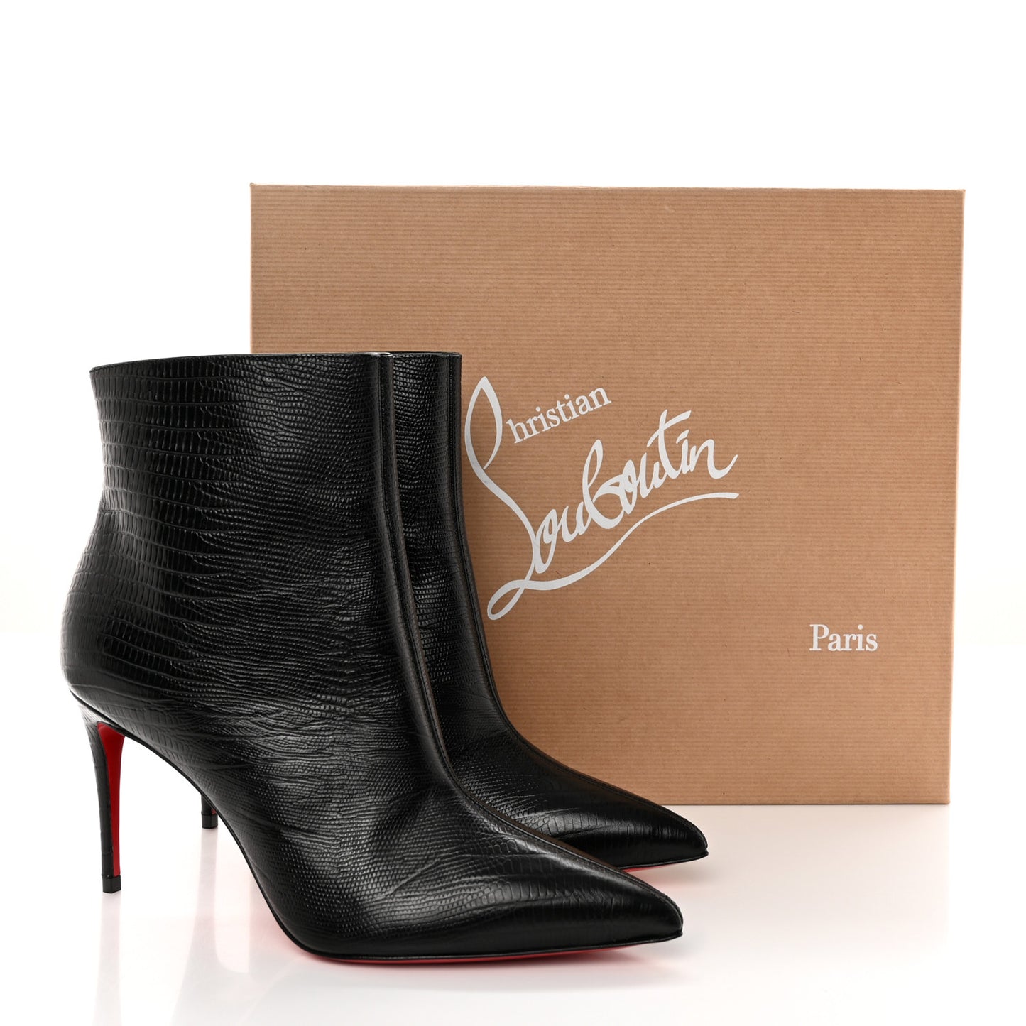 Calfskin Lizard Embossed So Kate Booty 85 Ankle Boots 37.5 Black