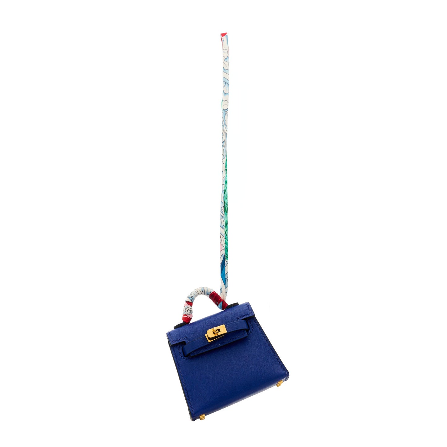 Tadelakt Mini Kelly Twilly Bag Charm Bleu Electrique
