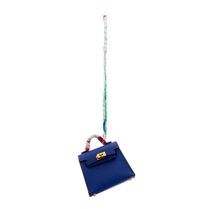 Hermes Tadelakt Mini Kelly Twilly Bag Charm Bleu Electrique 1 of 6