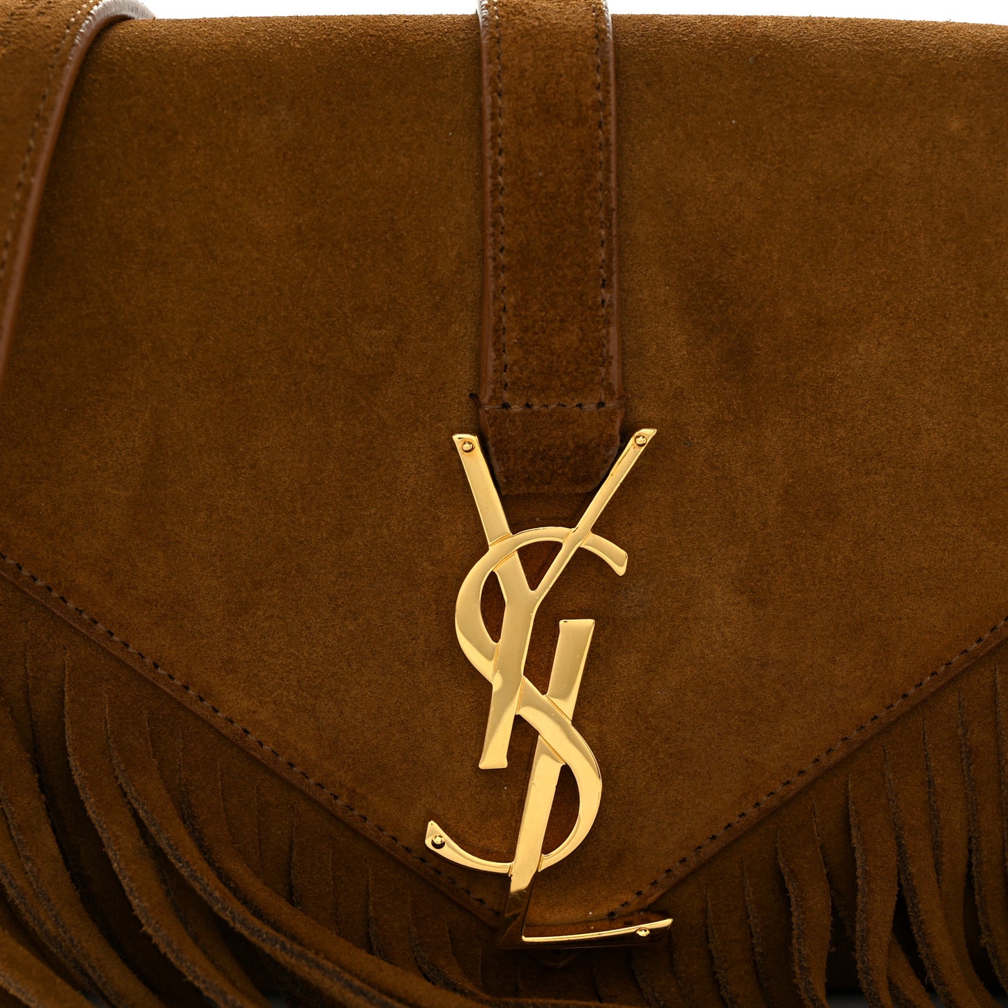 Suede Fringe Small Monogram Satchel Light Ocre