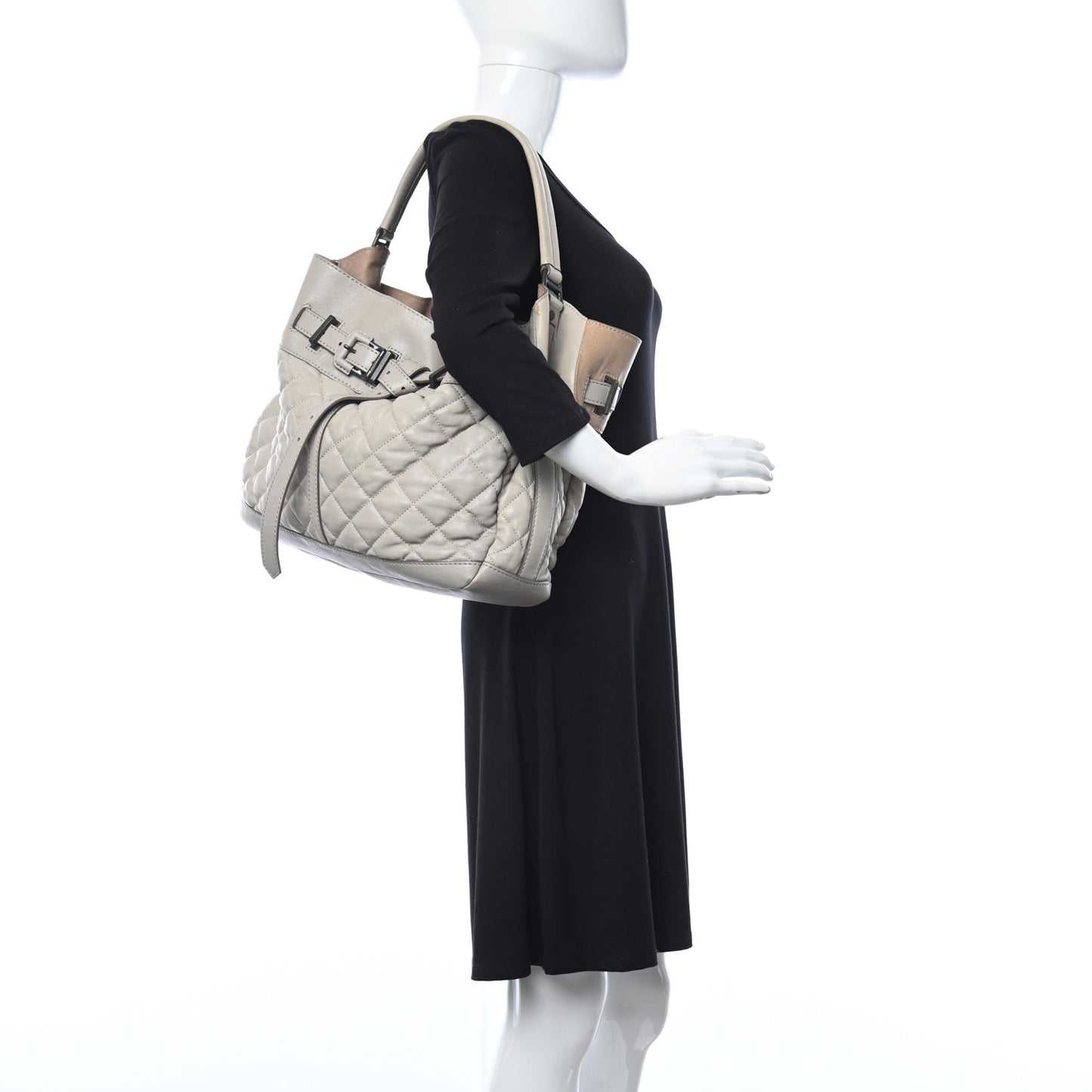 Lambskin Quilted Medium Enmore Hobo Beige