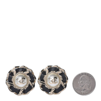 Chanel Pearl Lambskin Chain Around CC Earrings Gold 2 of 5