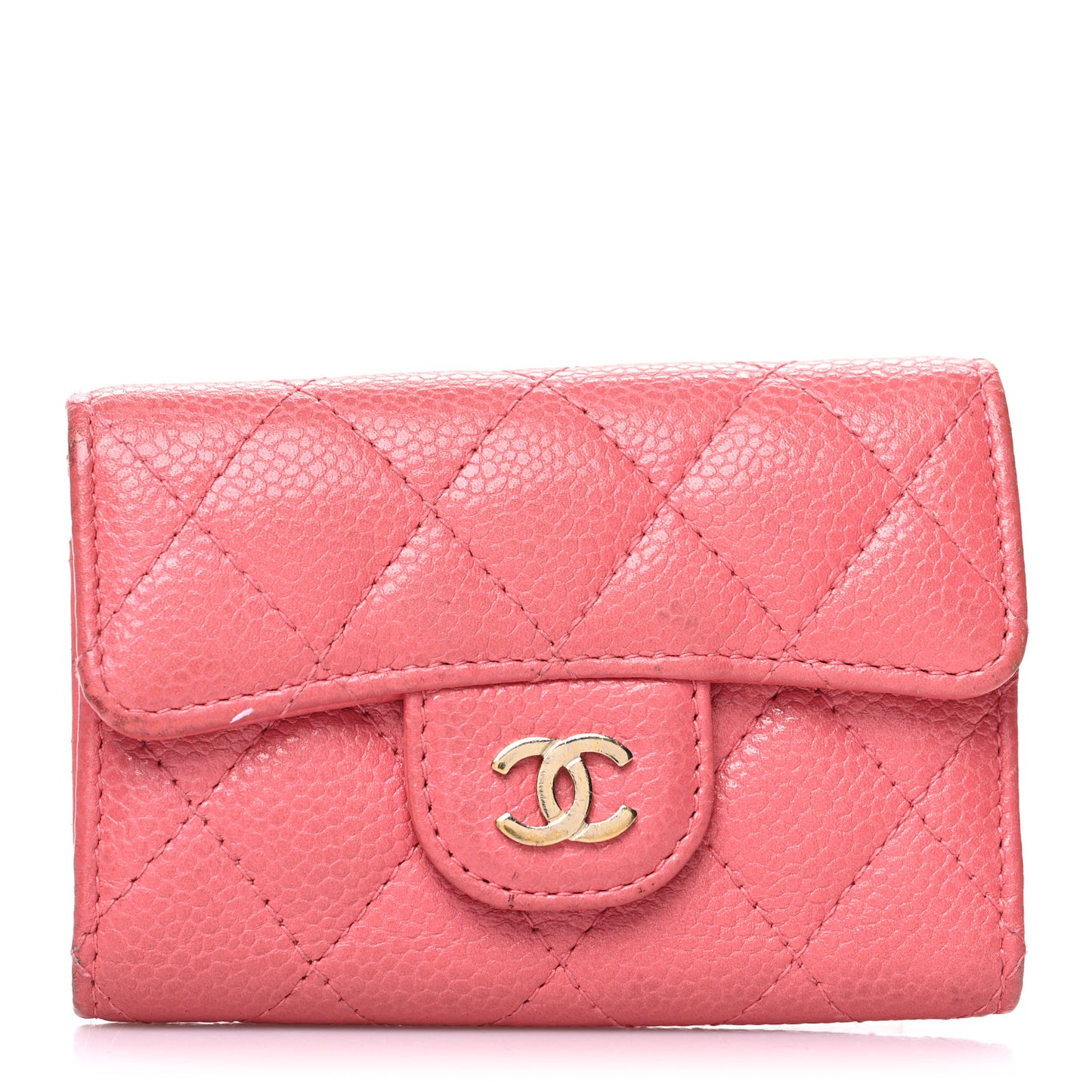 Caviar Quilted Classic 4 Key Holder Wallet Pink