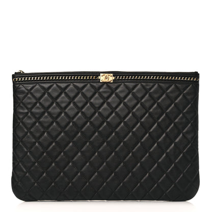 Chanel Calfskin Quilted Large Boy Chain Around Cosmetic Case Black 1 of 8