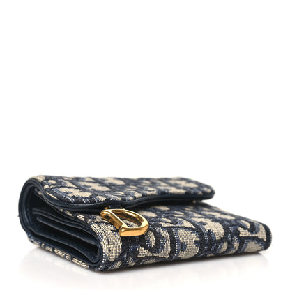 Christian Dior Oblique Saddle Lotus Wallet Blue 4 of 8