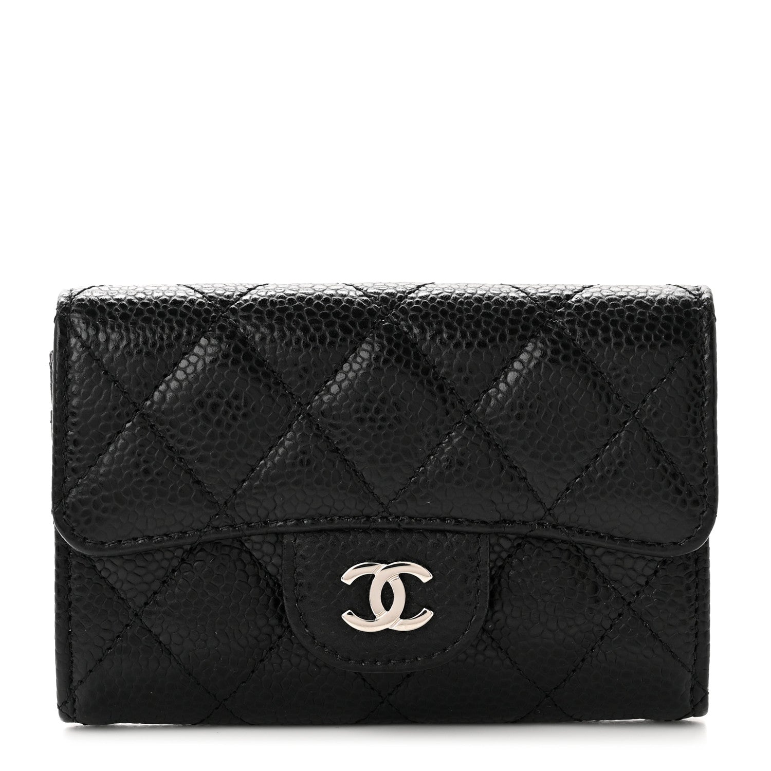 Chanel Caviar Quilted Flap Card Holder Wallet Black 1 of 8