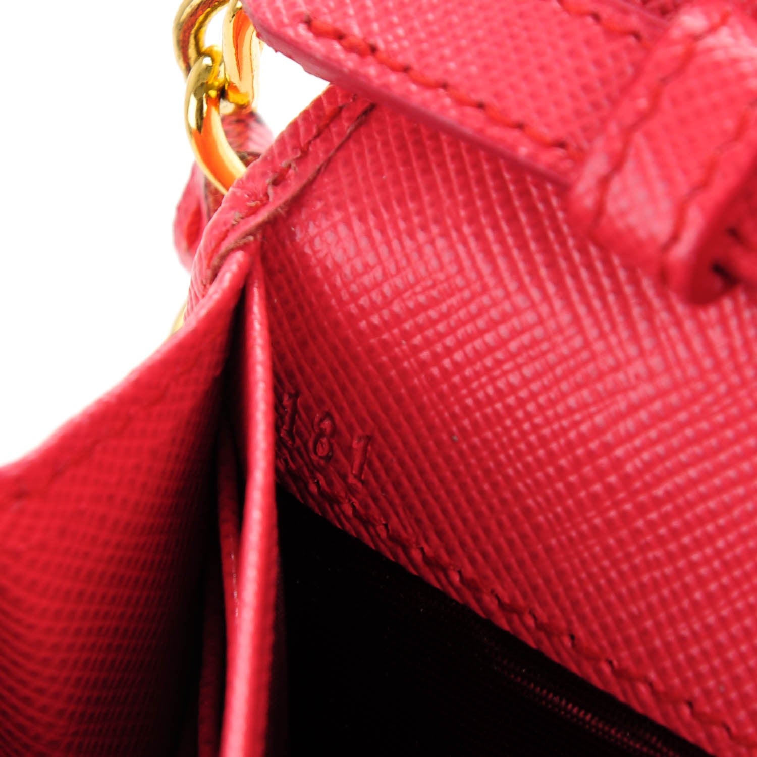 Prada Saffiano Metal Oro Chain Wallet Peonia 7 of 9