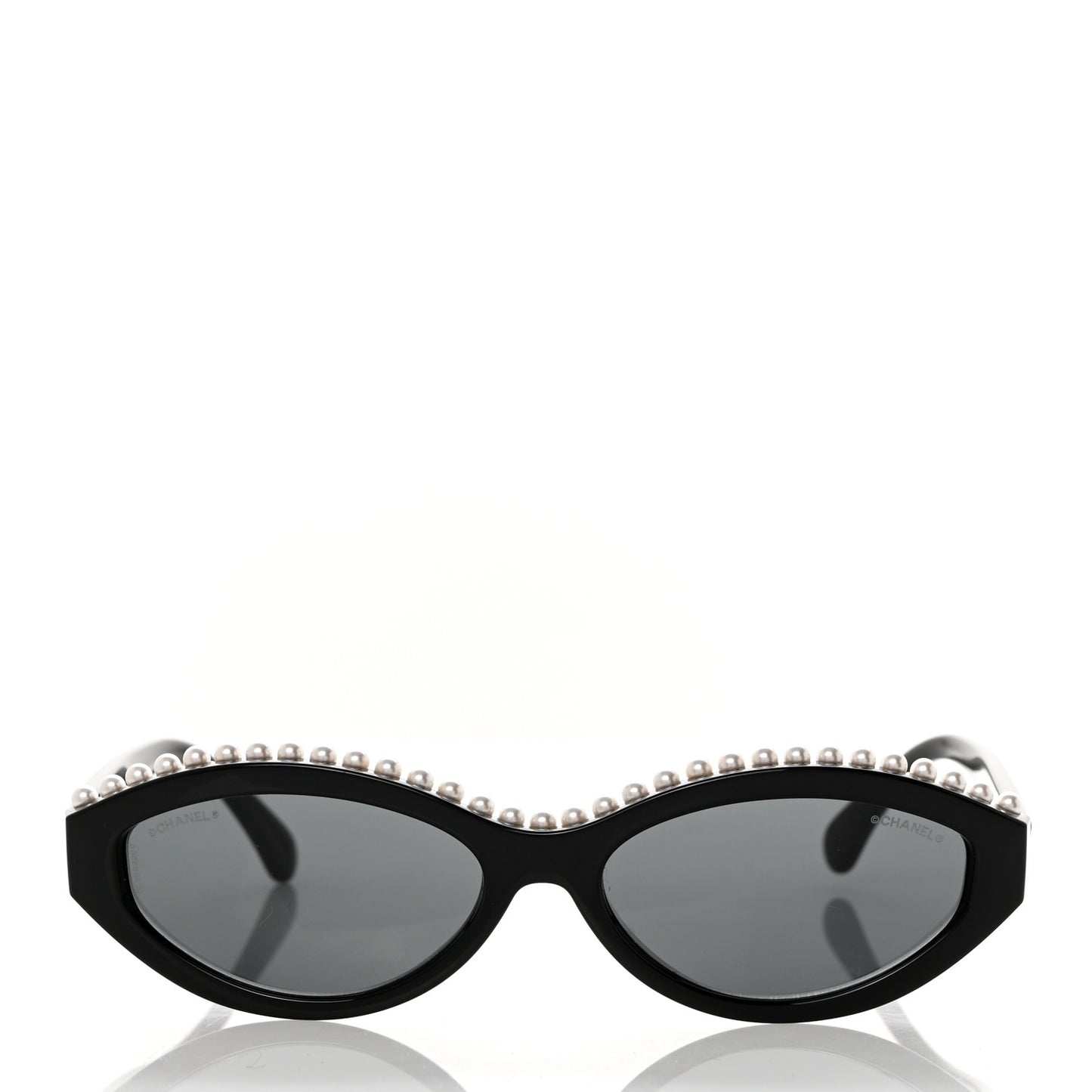 Acetate Pearl Oval Sunglasses S0114 Black