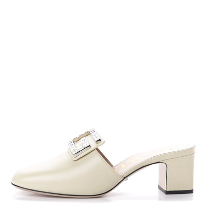 Gucci Malaga Kid Crystal Square G Madelyn Mules 39.5 Vintage White 1 of 7