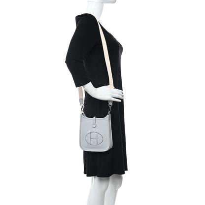 Hermes Taurillon Clemence Amazone Evelyne TPM Bleu Pale Nata 2 of 12