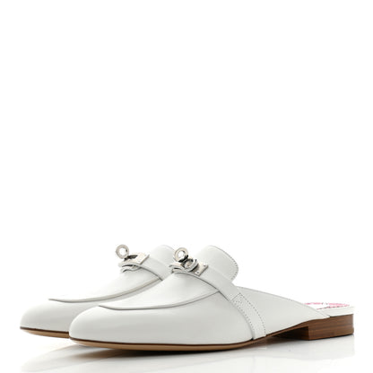 Hermes Calfskin Oz Mules 36 White 3 of 8