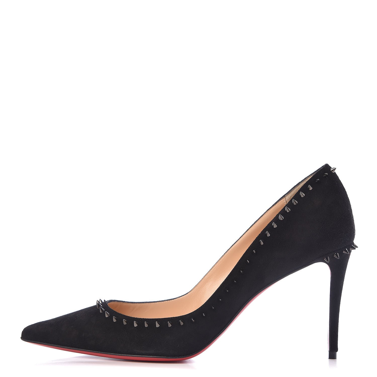 Christian Louboutin Veau Velours Anjalina 85 Pumps 40.5 Black Gun 1 of 14