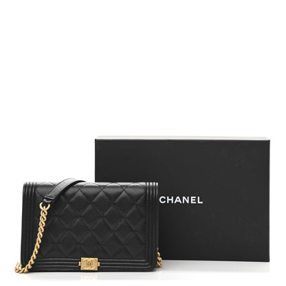 Chanel Caviar Quilted Boy Wallet On Chain WOC Black 13 of 13