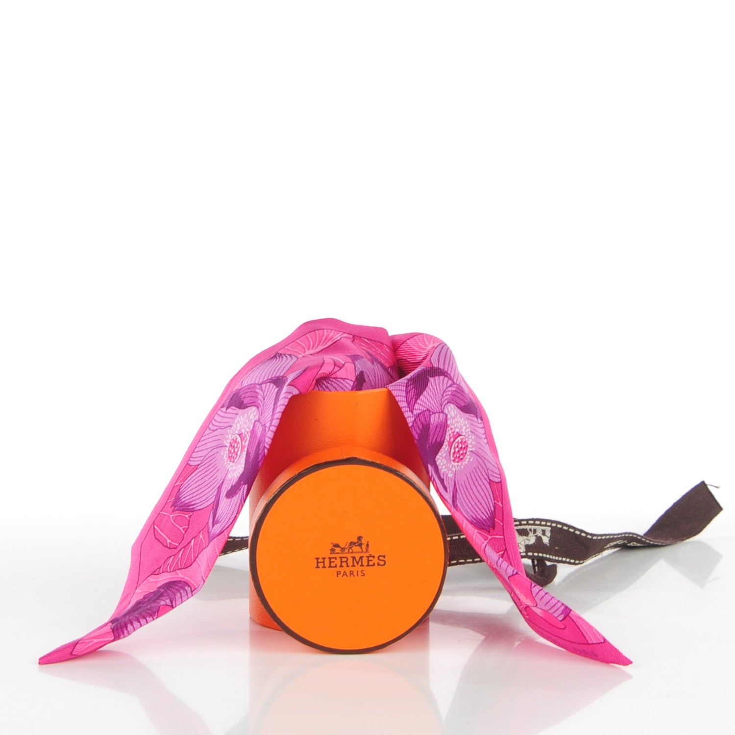 Hermes Silk Fleurs de Lotus Twilly Rose Indien Fuchsia Violet 5 of 6