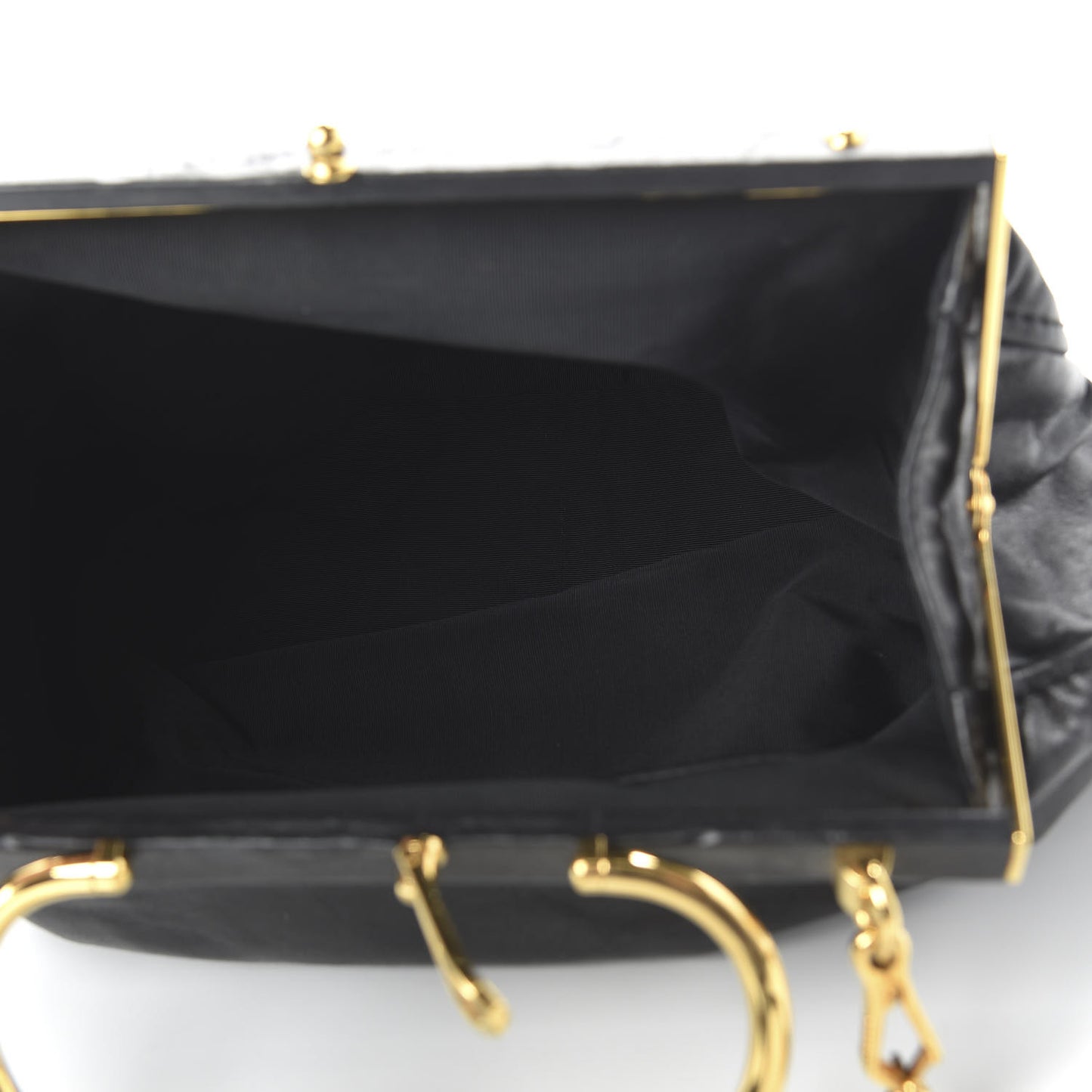 Goatskin Frame Shoulder Bag Black