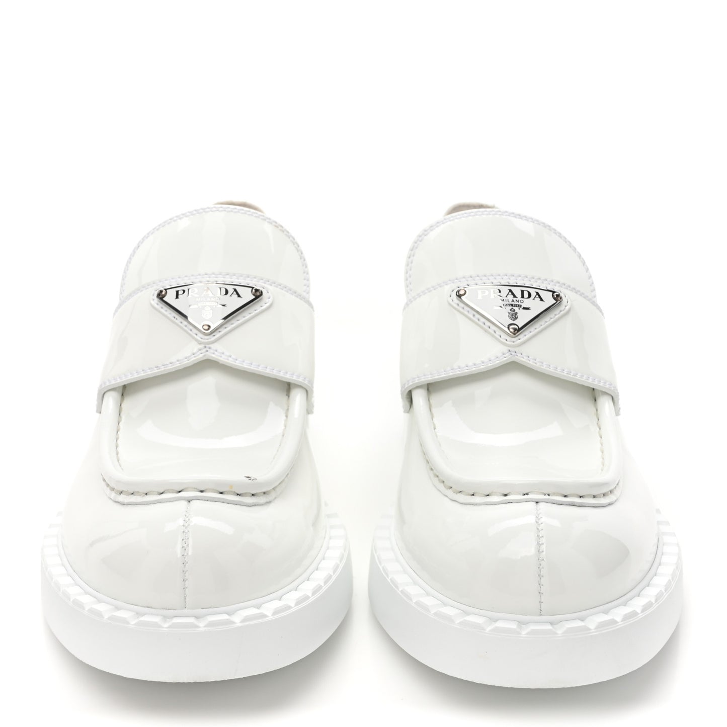 Vernice Triangle 50mm Loafers 38.5 White