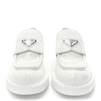 Prada Vernice Triangle 50mm Loafers 38.5 White 2 of 13