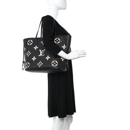Louis Vuitton Empreinte Monogram Giant Neverfull MM Black Beige 2 of 11