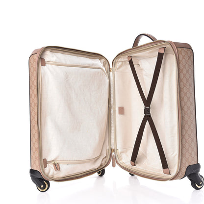 Gucci GG Supreme Monogram Selleria Calfskin Four Wheel Carry On Suitcase Winter Rose 5 of 23