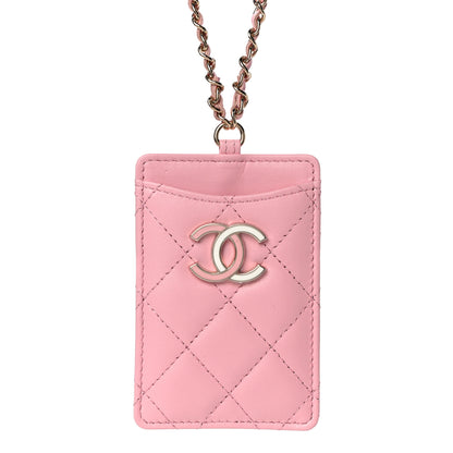 Chanel Lambskin Quilted Chanel Card Holder On Chain Pink 3 of 12