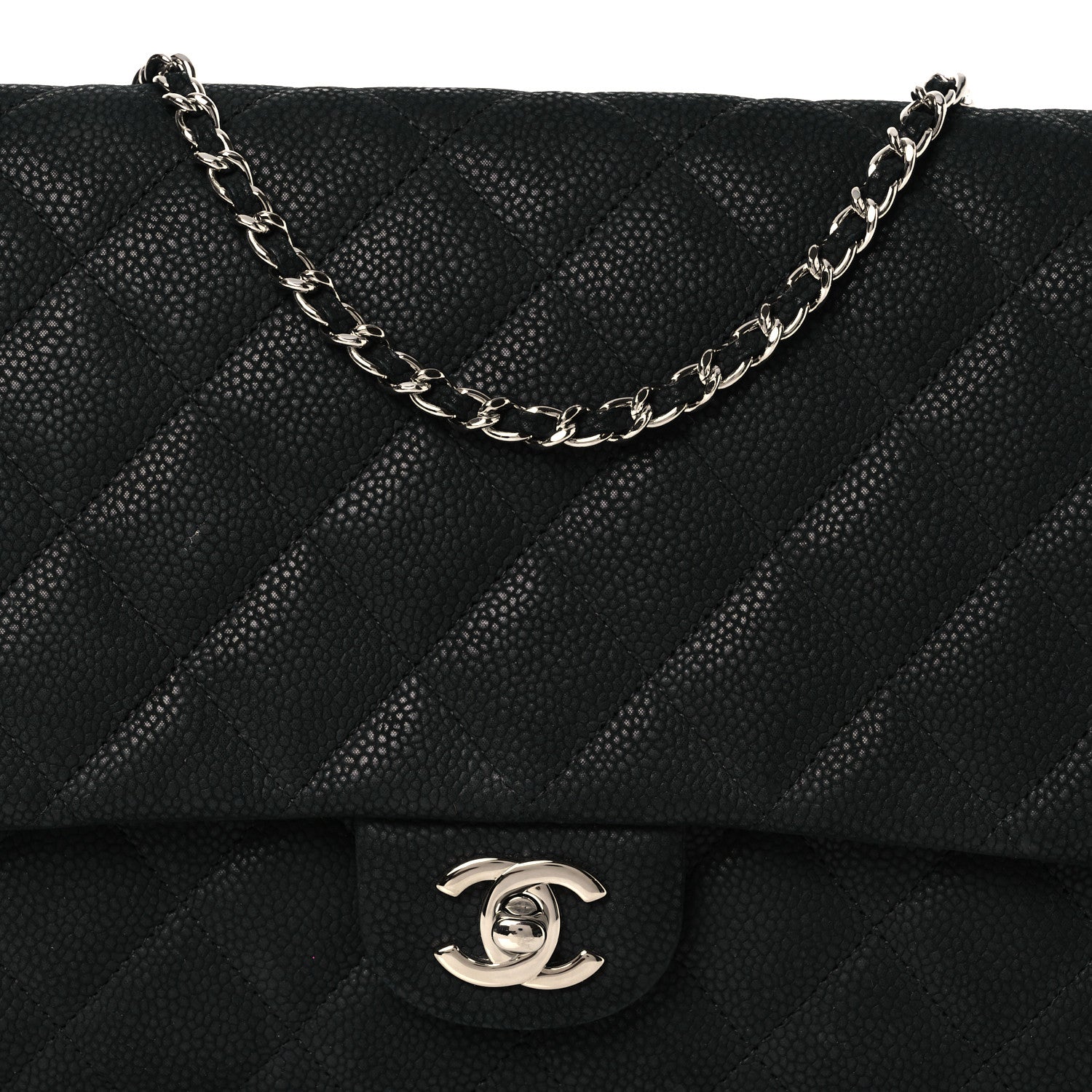 Chanel Iridescent Caviar Quilted Clutch With Chain Flap Black 8 of 12