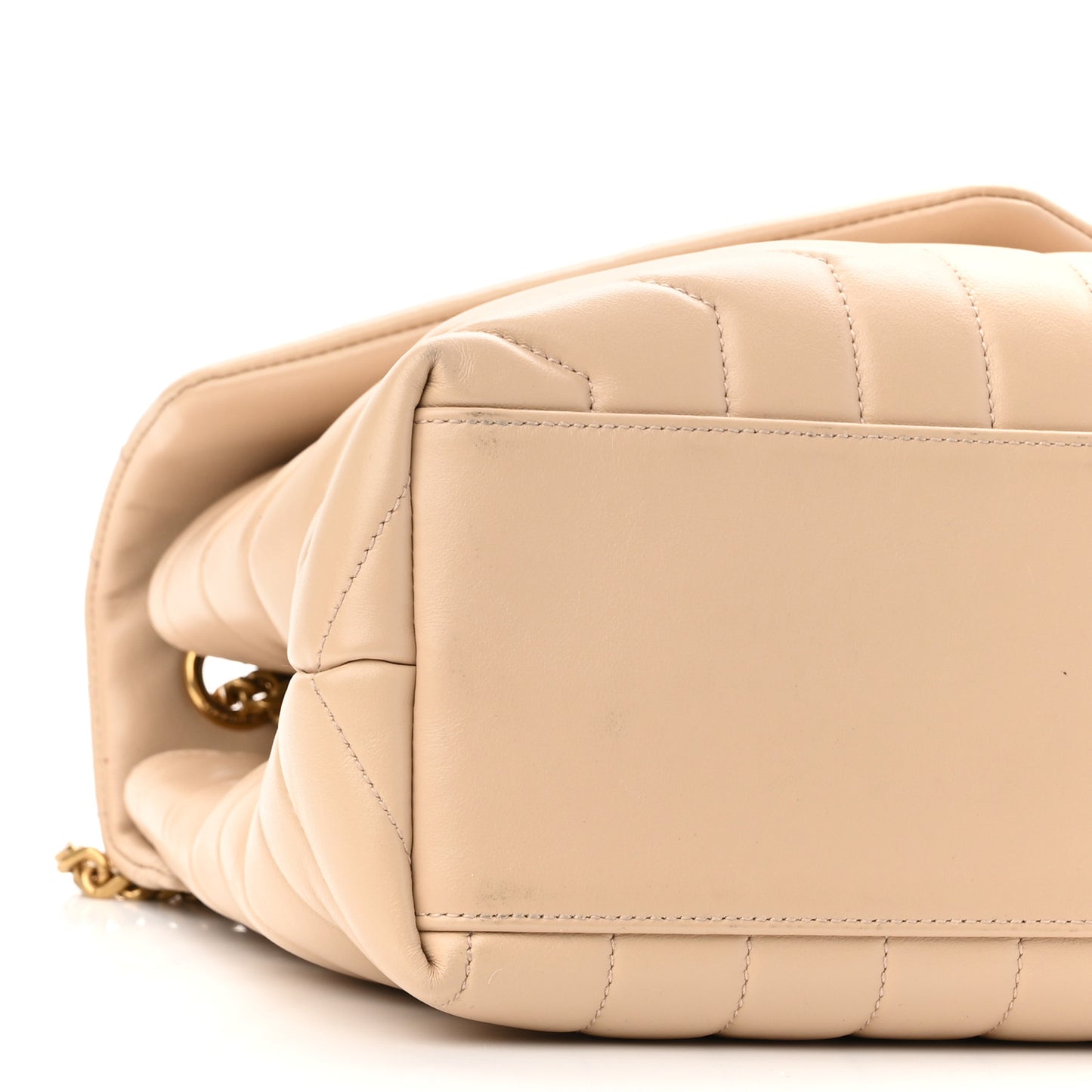 Calfskin Y Quilted Monogram Medium Loulou Chain Satchel Nude Powder