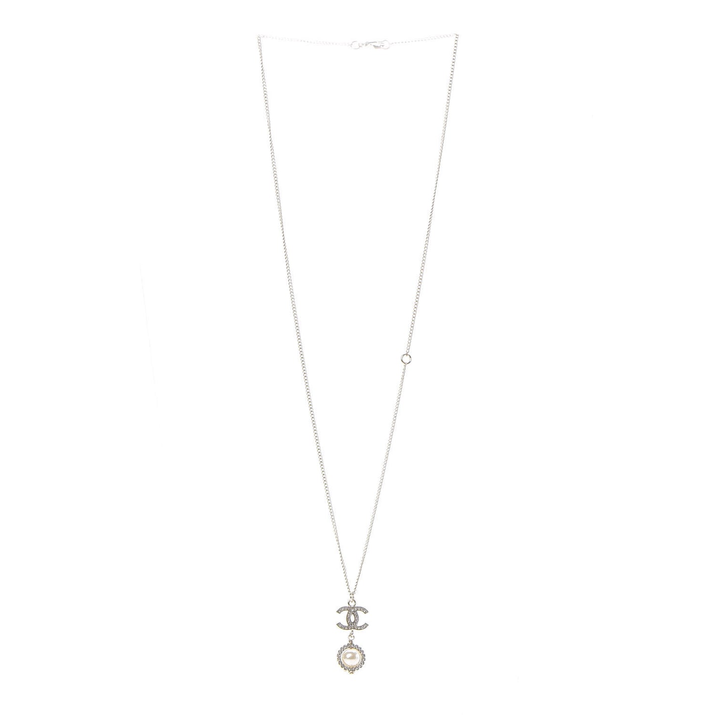 Crystal Pearl CC Lace Camellia Necklace Gold