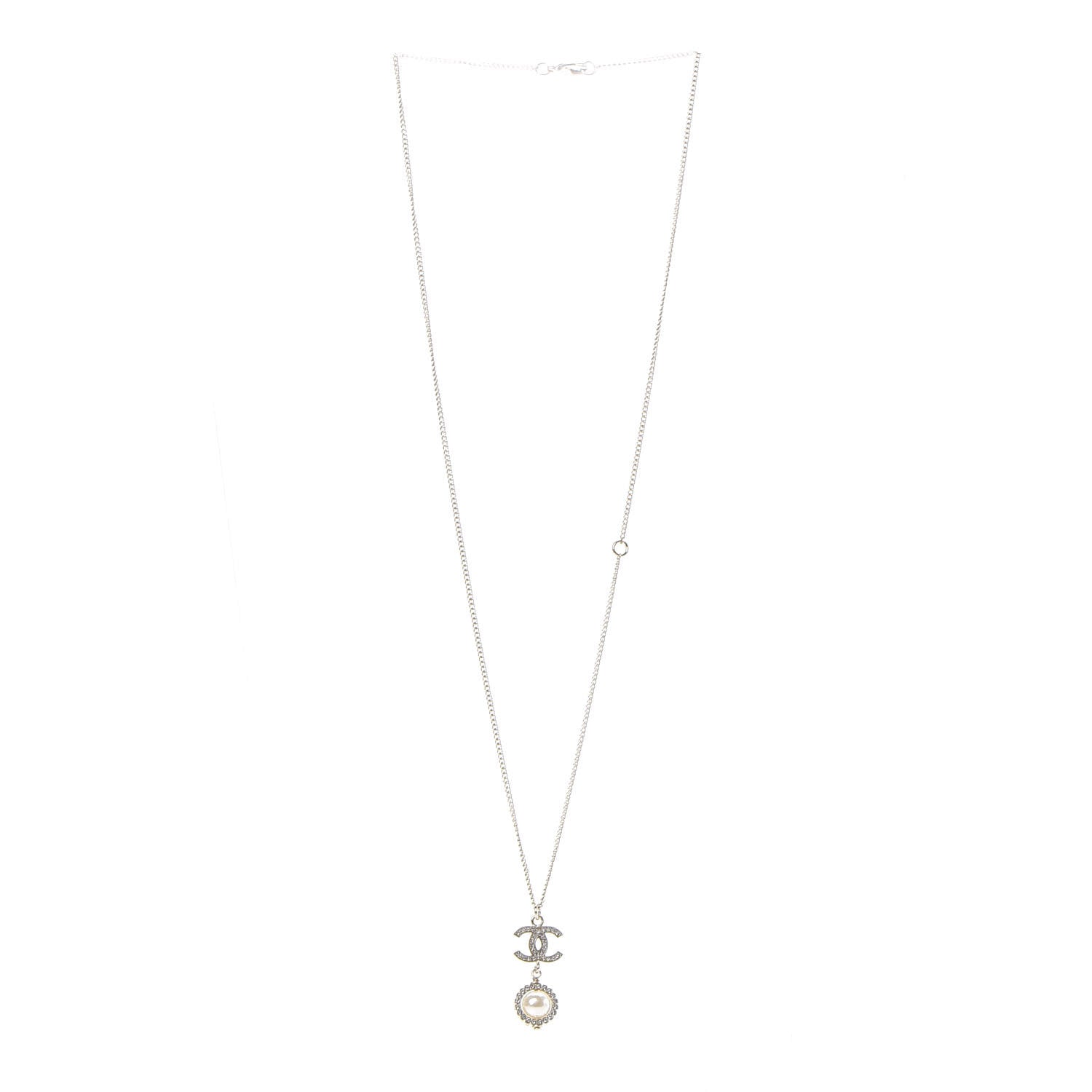 Chanel Crystal Pearl CC Lace Camellia Necklace Gold 1 of 4