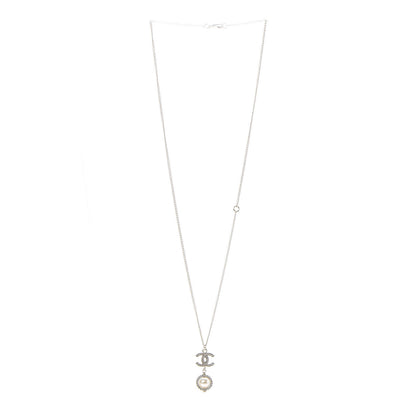 Chanel Crystal Pearl CC Lace Camellia Necklace Gold 1 of 4