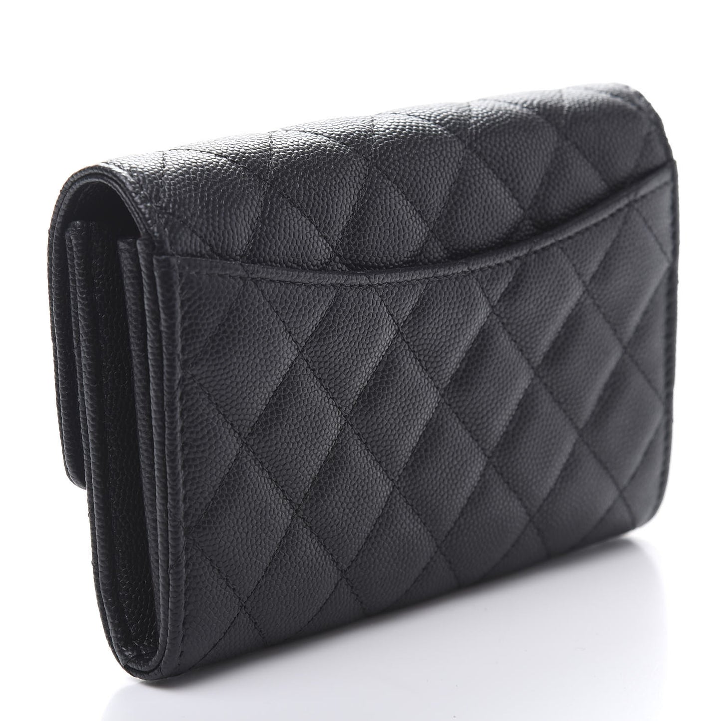 Caviar Quilted Medium Flap Wallet Black