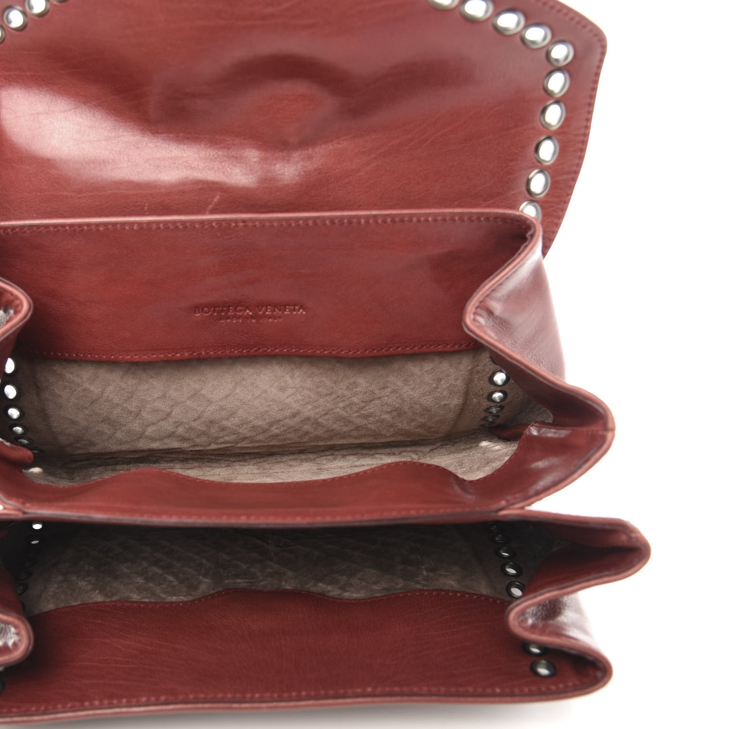 Nappa Intrecciato Grommet Flap Clutch Brique