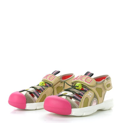 Gucci Mesh Fabric Tinsel Sport Sandals 37 Loess Sand Box Pink 3 of 9