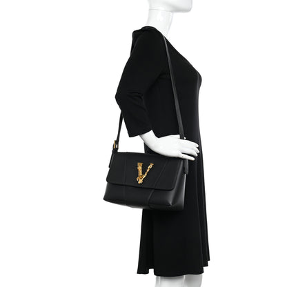 Versace Vitello Barocco Virtus Shoulder Bag Black 2 of 15