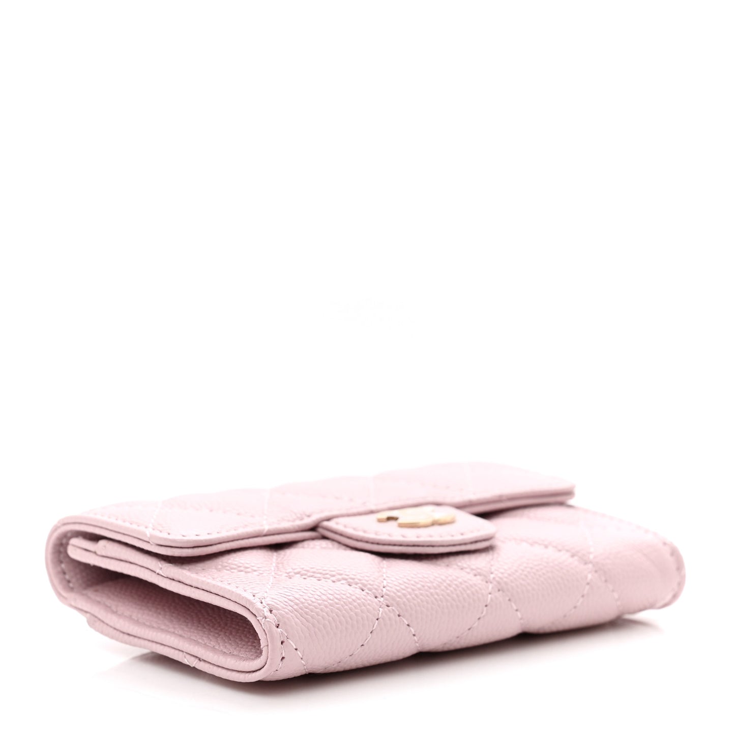 Caviar Quilted Flap Card Holder Wallet Light Pink