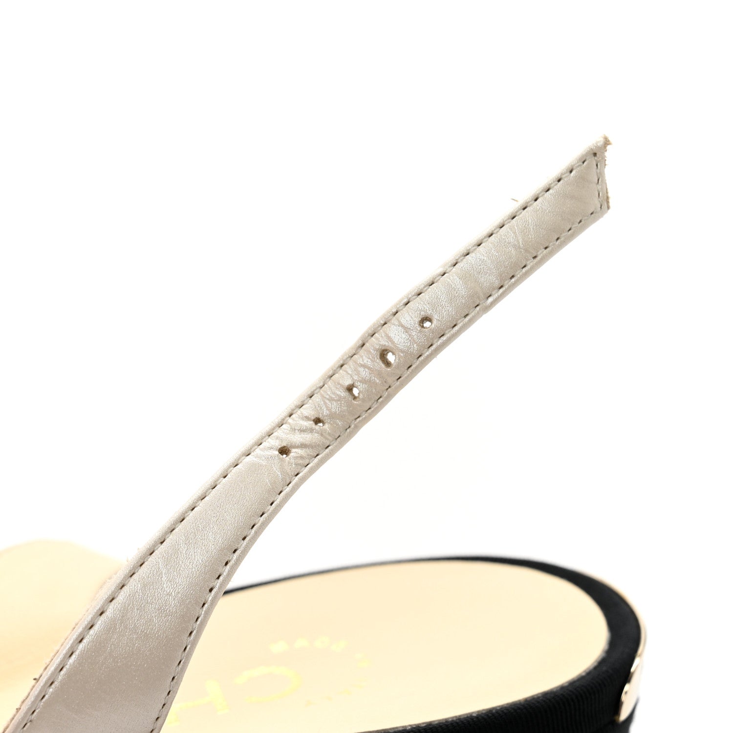 Chanel Iridescent Calfskin Grosgrain Cap Toe CC Slingback Pumps 36 White Black 10 of 11