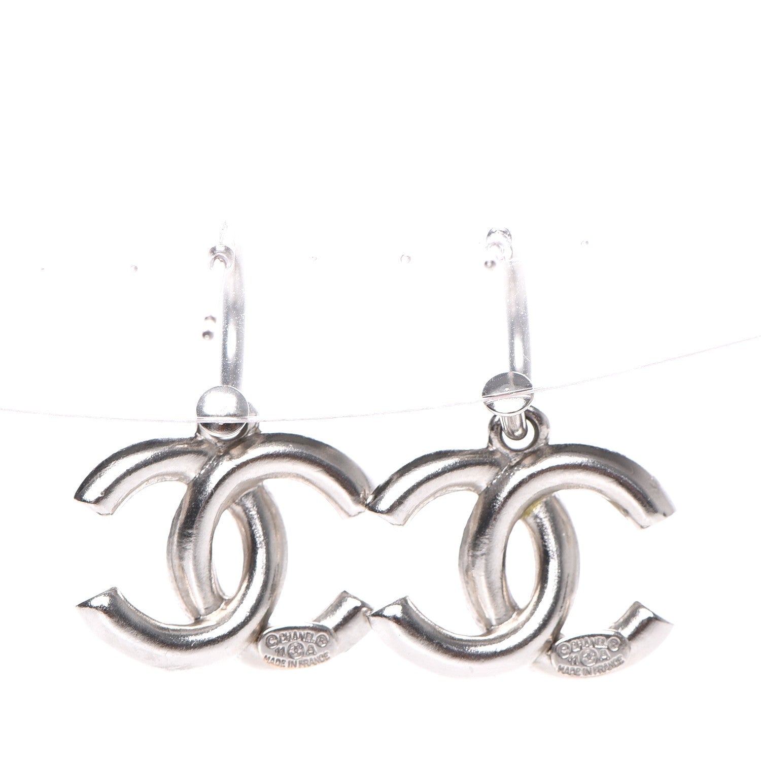 Chanel Crystal CC Dangle Earrings Silver 3 of 4