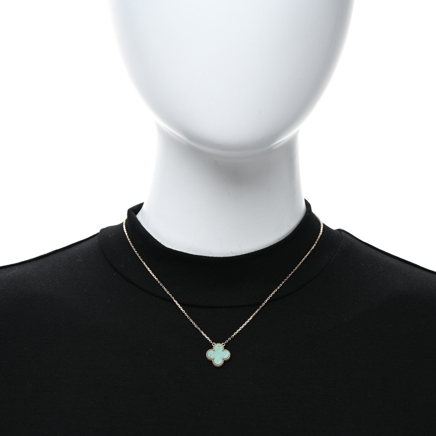 Van Cleef & Arpels 18K Yellow Gold Malachite Vintage Alhambra Pendant Necklace 2 of 5