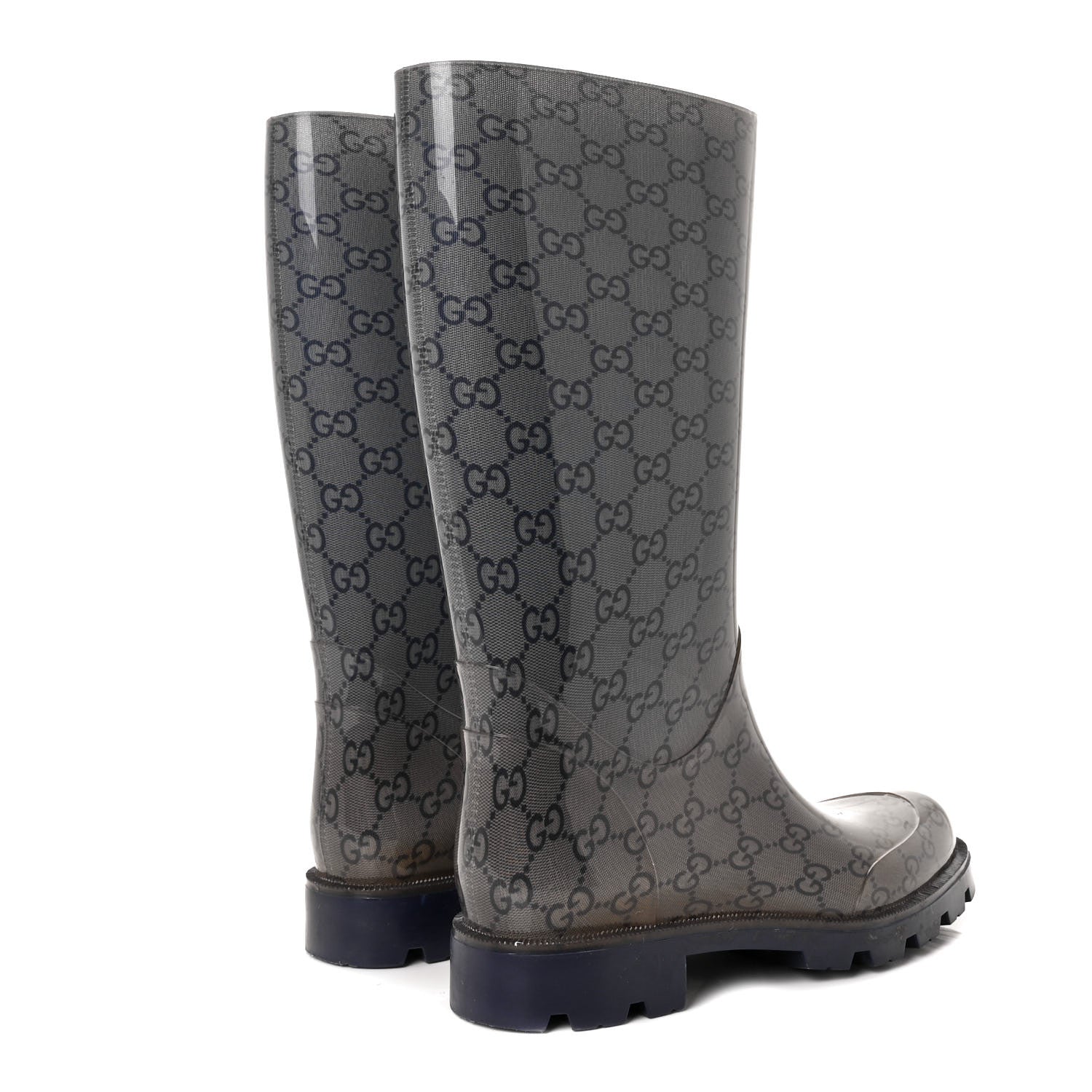 Gucci Rubber Monogram Rain Boots 37 Transparent Blue 7 of 14
