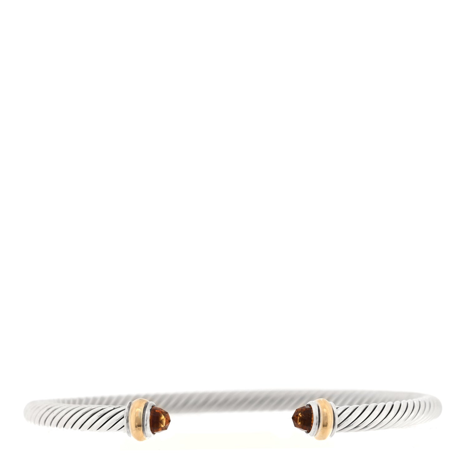 David Yurman Sterling Silver 18K Yellow Gold Citrine 4mm Cable Classics Bracelet 1 of 4