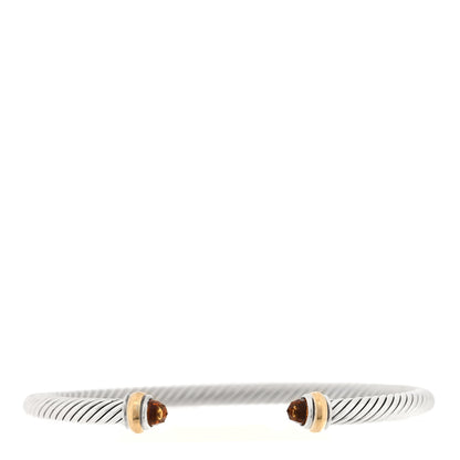David Yurman Sterling Silver 18K Yellow Gold Citrine 4mm Cable Classics Bracelet 1 of 4