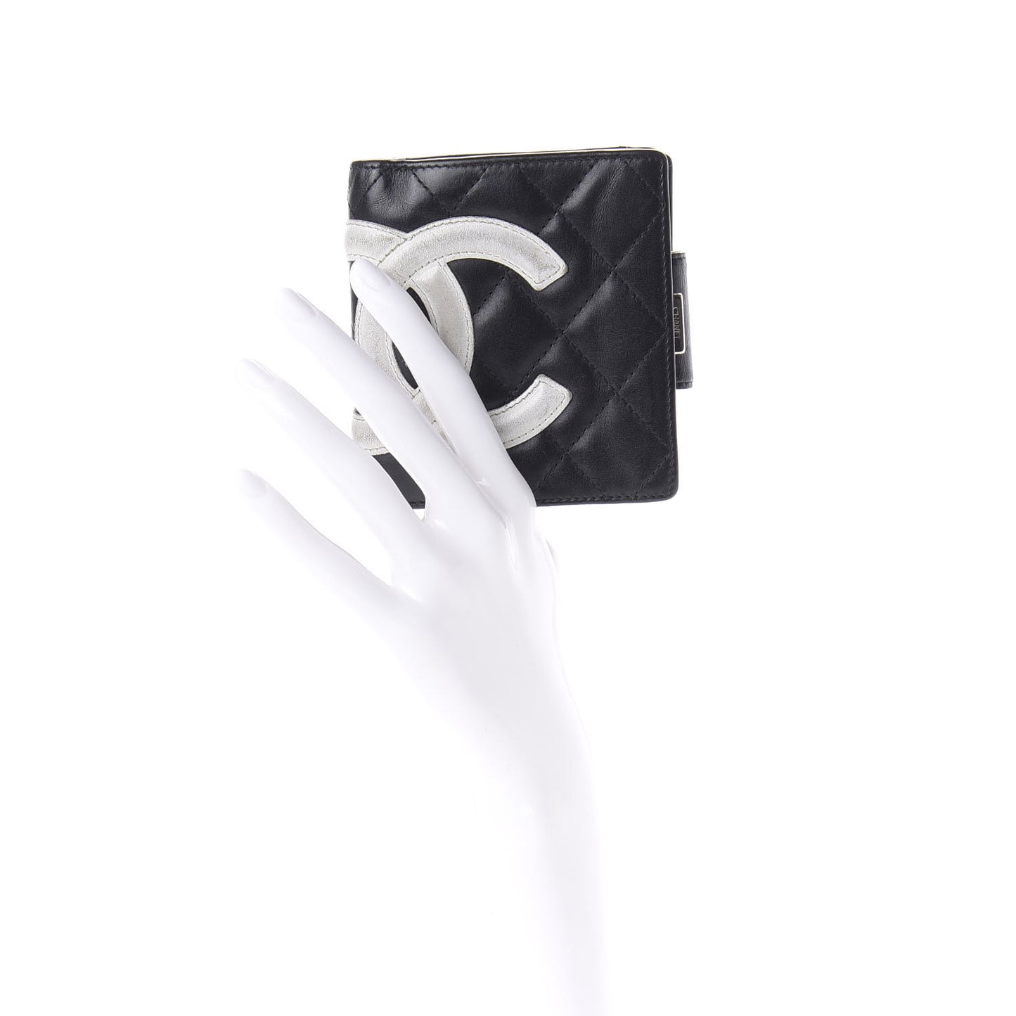 Calfskin Quilted Cambon Bi-Fold Wallet Black White