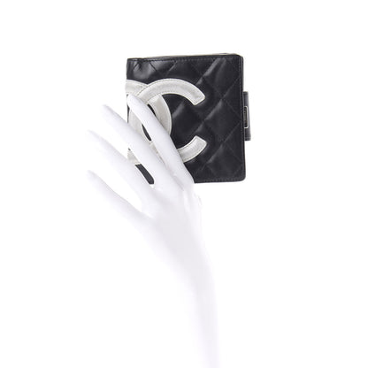 Chanel Calfskin Quilted Cambon Bi-Fold Wallet Black White 2 of 7