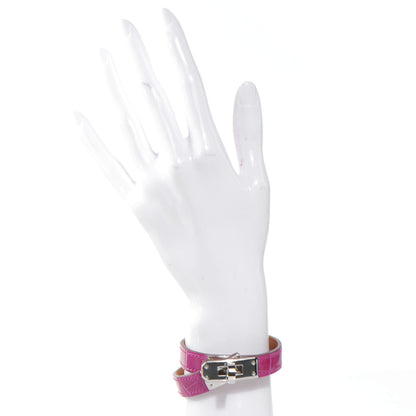 Hermes Shiny Alligator Kelly Double Tour Bracelet Rose Scheherazade Small 2 of 6