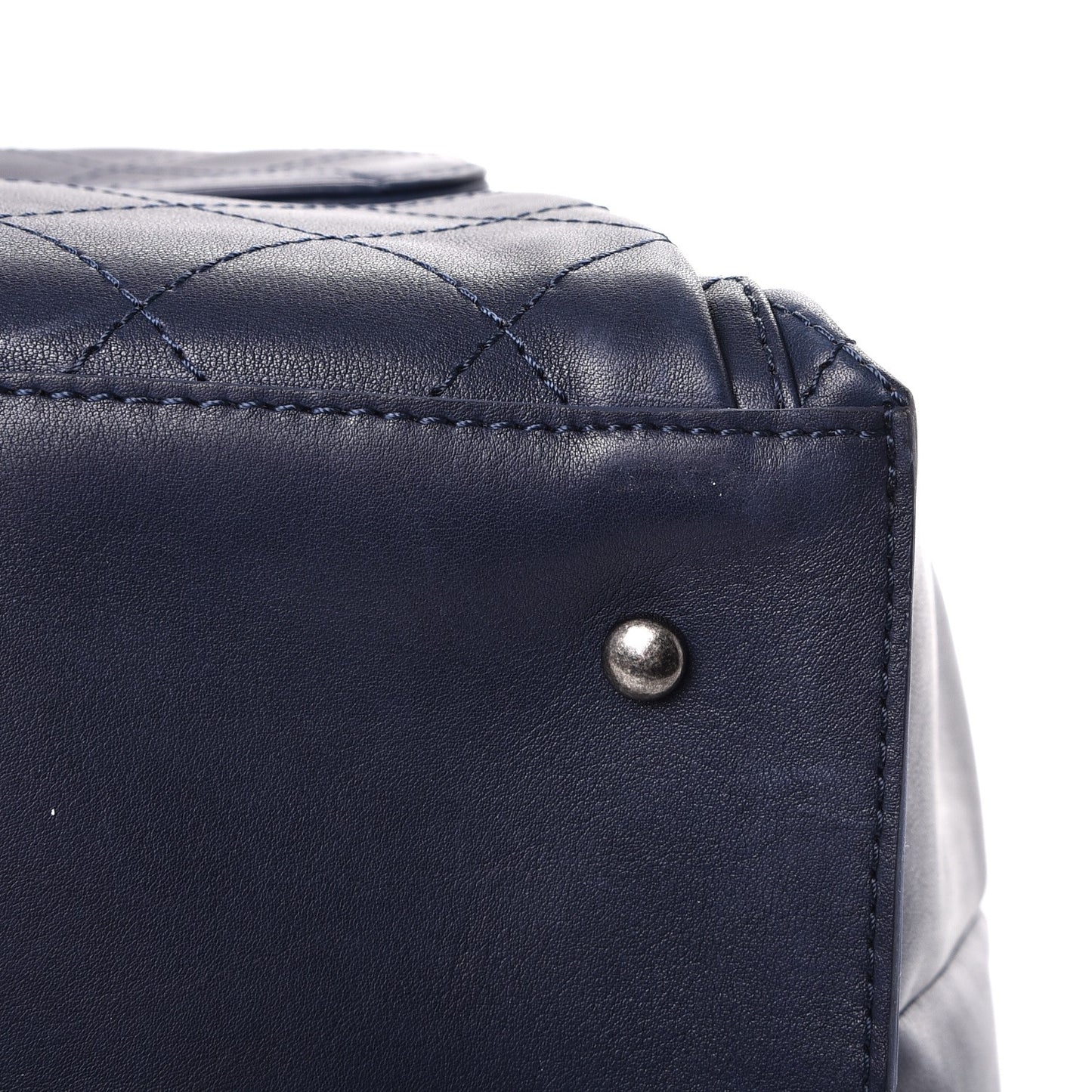 Calfskin Stitched Large Urban Luxury Drawstring Backpack Navy Blue